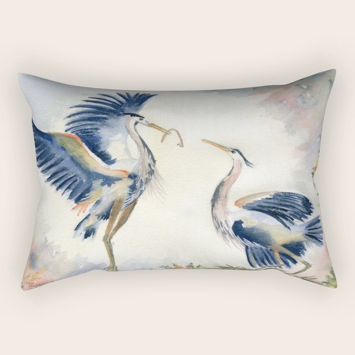 Great Blue Heron Couple Rectangular Pillow Gallery Image 2