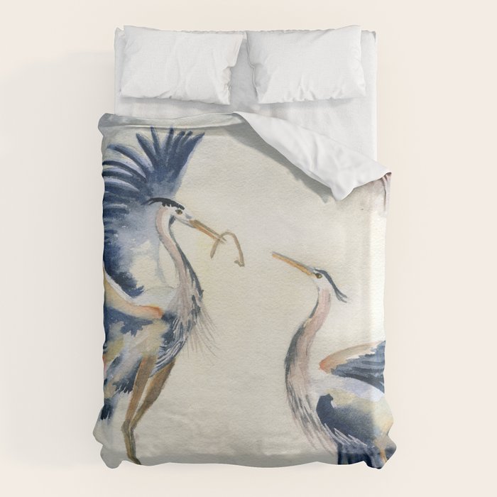 Great Blue Heron Couple Duvet Cover Gallery Image 1