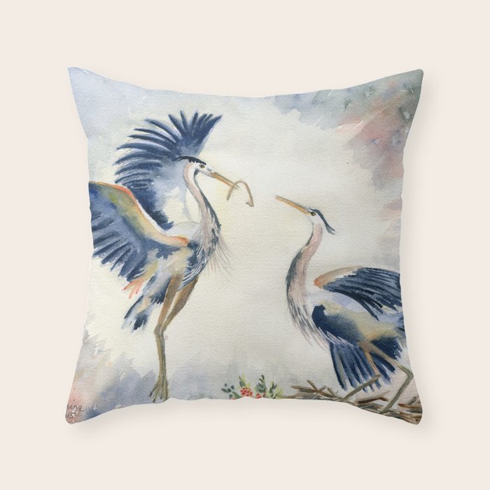 Great Blue Heron Couple Throw Pillow Gallery Image 6