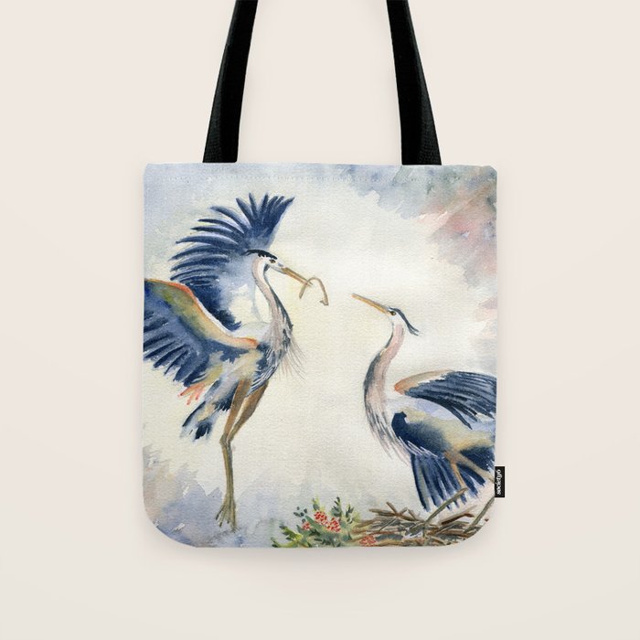 Great Blue Heron Couple Tote Bag Gallery Image 1