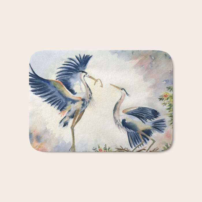 Great Blue Heron Couple Bath Mat Gallery Image 1