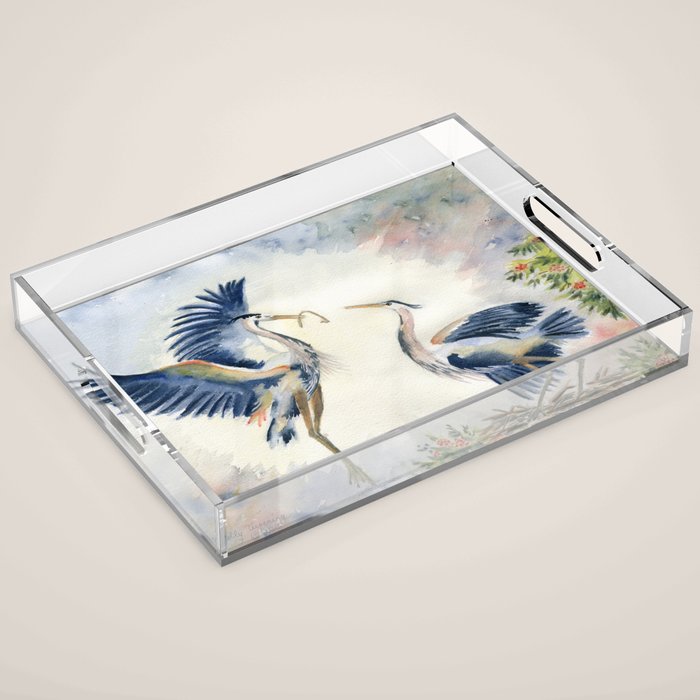 Great Blue Heron Couple Acrylic Tray Gallery Image 1