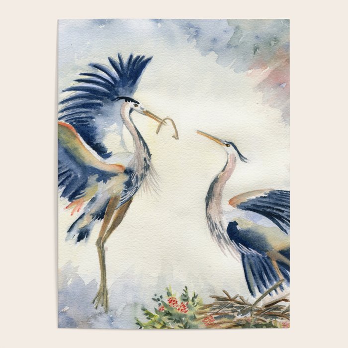 Great Blue Heron Couple Poster Gallery Image 1