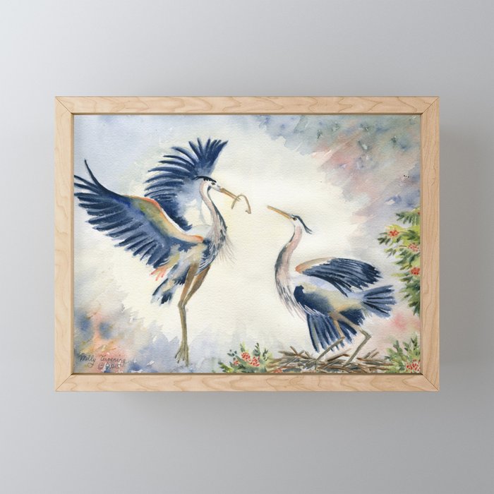Great Blue Heron Couple Mini Art Print Gallery Image 1