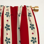 Red Stripes And Flowers Window Curtain Gallery Image 2