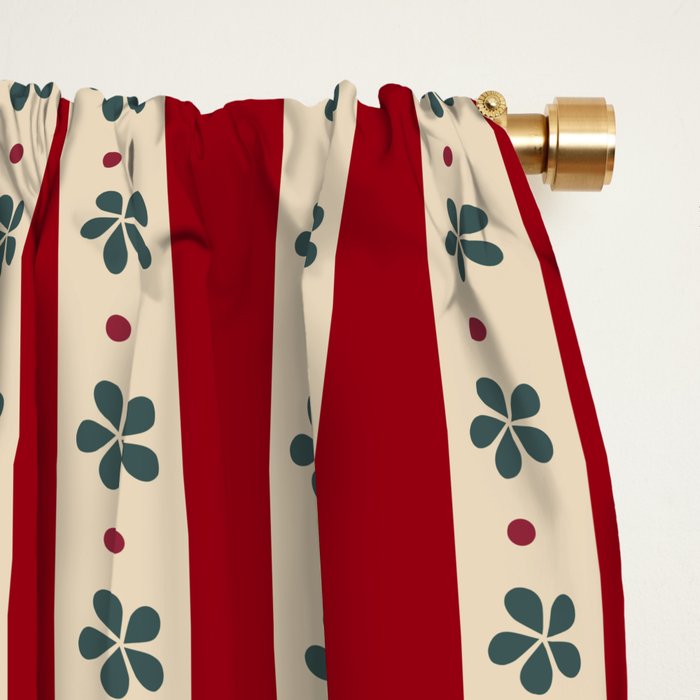 Red Stripes And Flowers Window Curtain Gallery Image 2