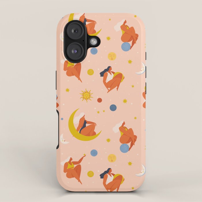 Collection of women holding planet with dream universe. iPhone Case Gallery Image 1