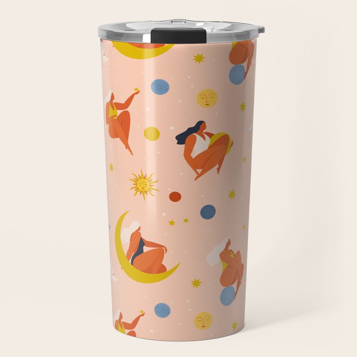 Collection of women holding planet with dream universe. Travel Mug Gallery Image 1