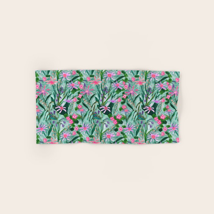Flower garden hand painted floral pattern Bath Towel Gallery Image 1
