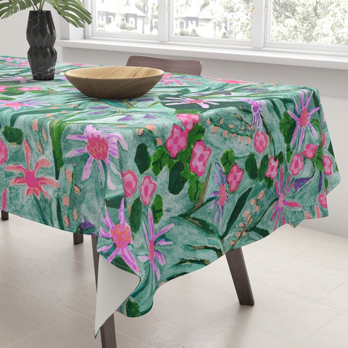 Flower garden hand painted floral pattern Tablecloth Gallery Image 3