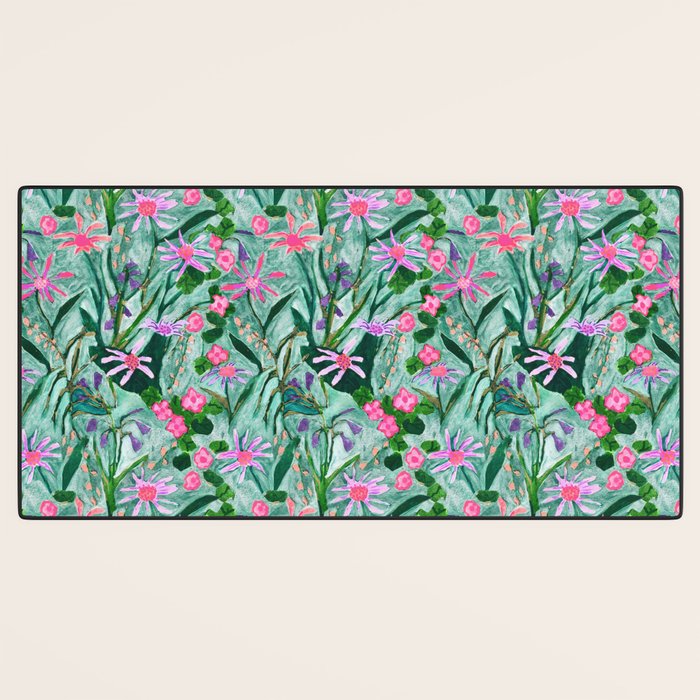 Flower garden hand painted floral pattern Desk Mat Gallery Image 3
