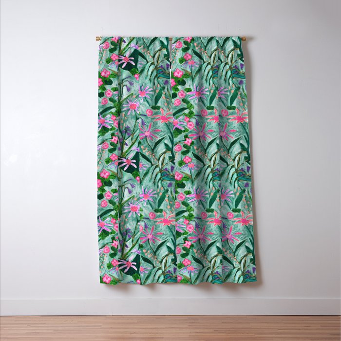Flower garden hand painted floral pattern Window Curtain Gallery Image 3