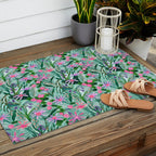 Flower garden hand painted floral pattern Outdoor Rug Gallery Image 2