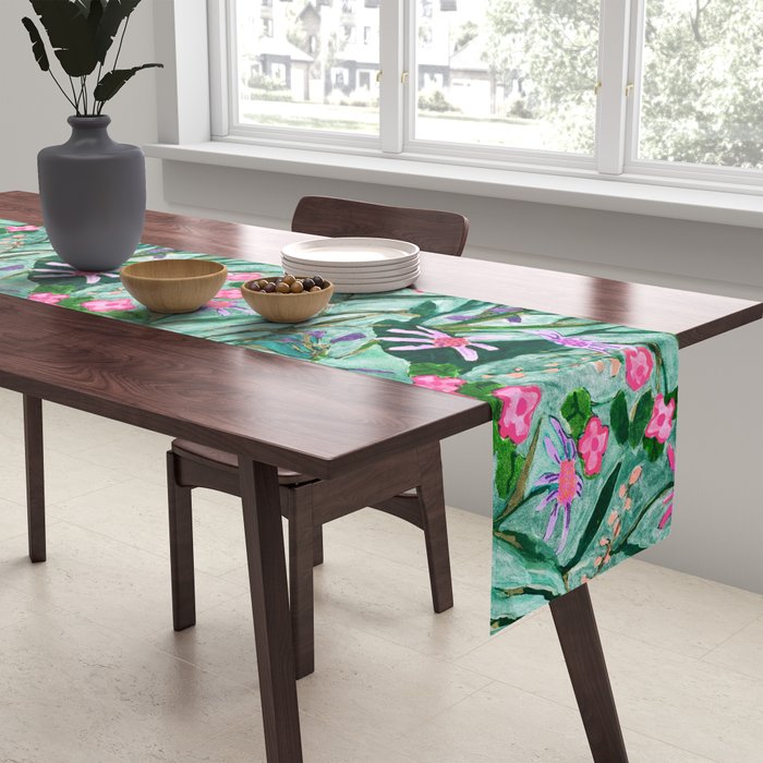 Flower garden hand painted floral pattern Table Runner Gallery Image 2