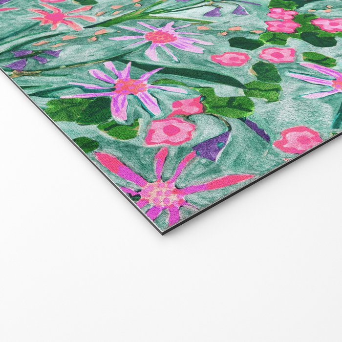 Flower garden hand painted floral pattern Welcome Mat Gallery Image 2