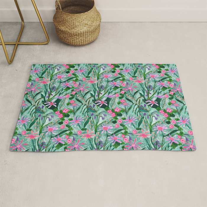 Flower garden hand painted floral pattern Rug Gallery Image 1