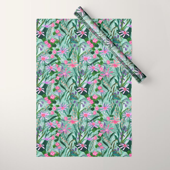 Flower garden hand painted floral pattern Wrapping Paper Gallery Image 1