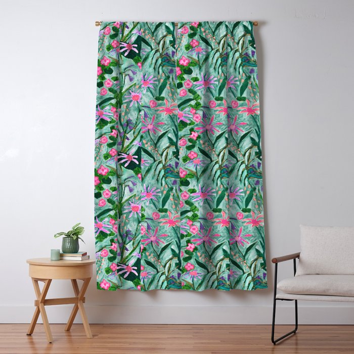 Flower garden hand painted floral pattern Window Curtain Gallery Image 1