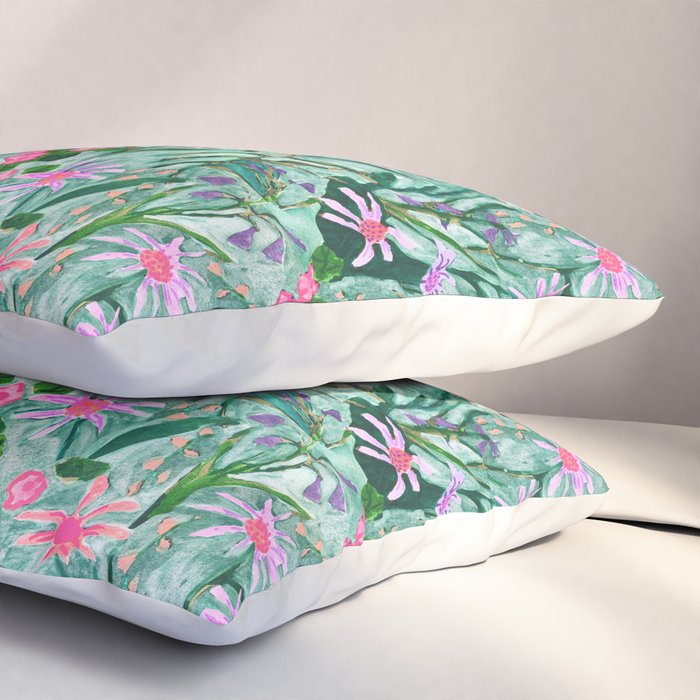 Flower garden hand painted floral pattern Pillow Sham Gallery Image 3