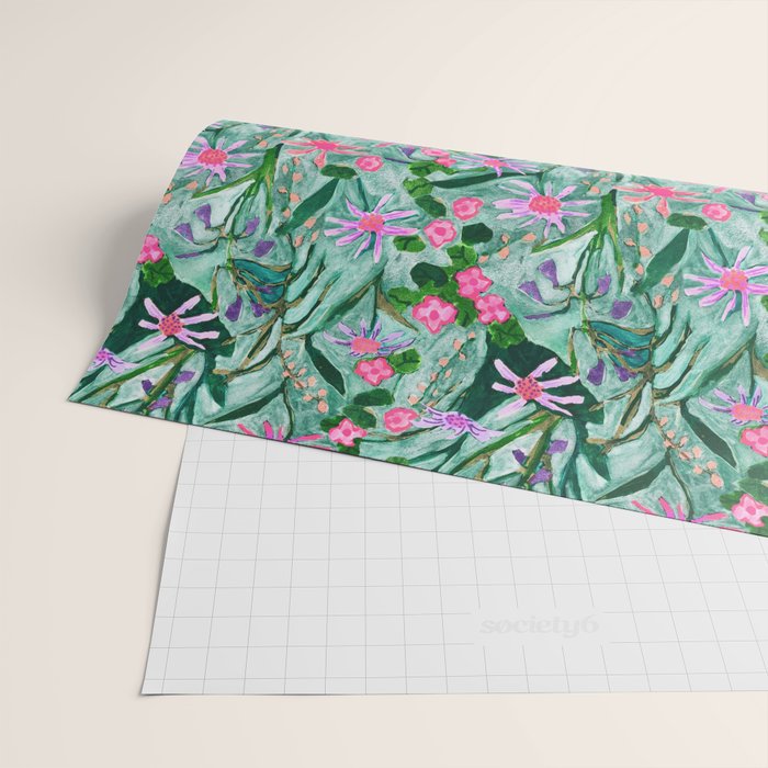 Flower garden hand painted floral pattern Wrapping Paper Gallery Image 2