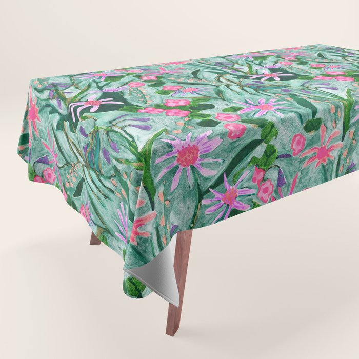 Flower garden hand painted floral pattern Tablecloth Gallery Image 1