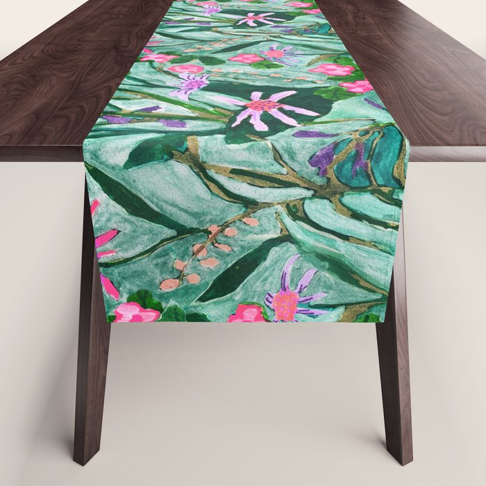 Flower garden hand painted floral pattern Table Runner Gallery Image 1