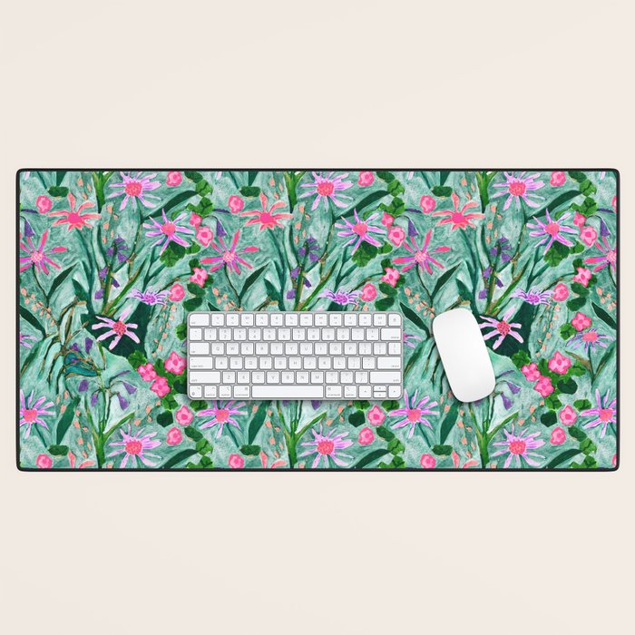 Flower garden hand painted floral pattern Desk Mat Gallery Image 1