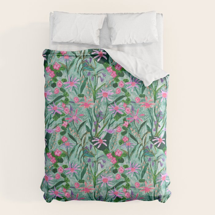 Flower garden hand painted floral pattern Comforter Gallery Image 6