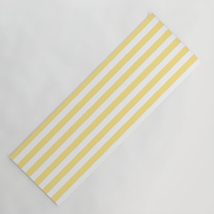 Modern geometrical baby yellow white stripes pattern Yoga Mat Gallery Image 1