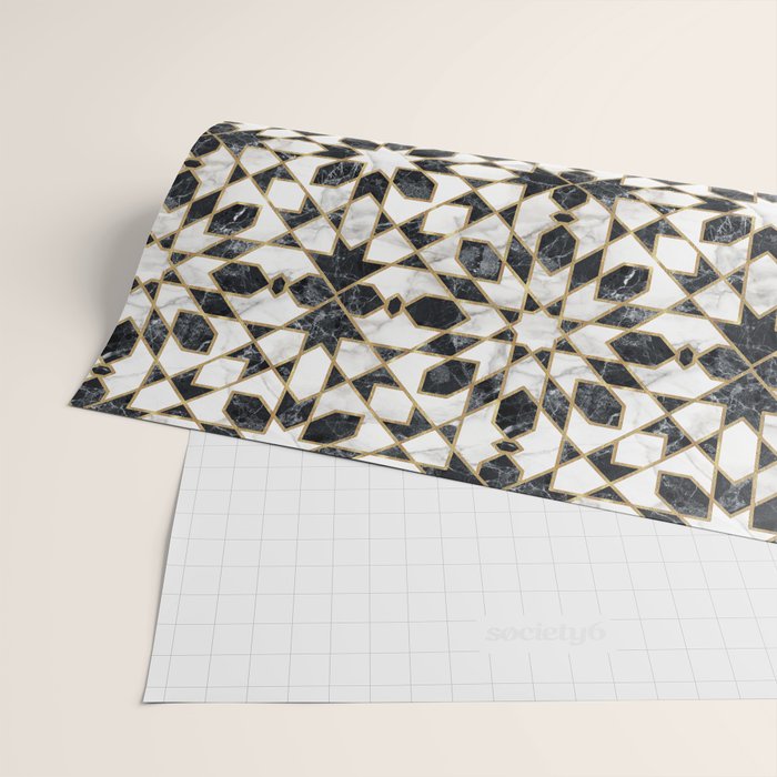 Black and white marble Moroccan mosaic Wrapping Paper Gallery Image 2