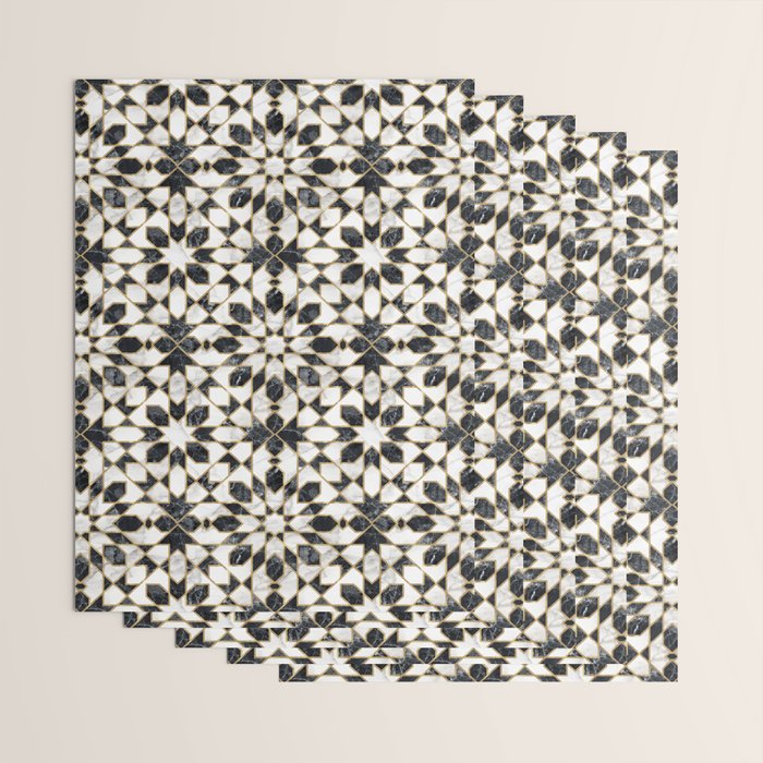 Black and white marble Moroccan mosaic Wrapping Paper Gallery Image 3