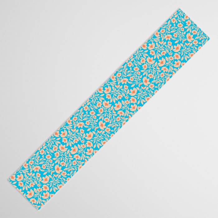 Tropical Blooms Pattern - Blue Table Runner Gallery Image 3