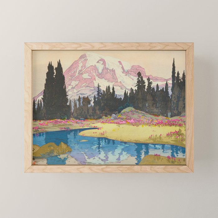 Mount Rainier Vintage Beautiful Japanese Woodblock Print Hiroshi Yoshida Mini Art Print Gallery Image 1