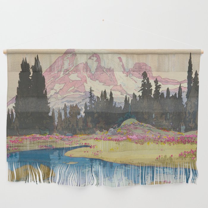 Mount Rainier Vintage Beautiful Japanese Woodblock Print Hiroshi Yoshida Wall Hanging Gallery Image 1