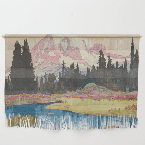 Mount Rainier Vintage Beautiful Japanese Woodblock Print Hiroshi Yoshida Wall Hanging Gallery Image 1