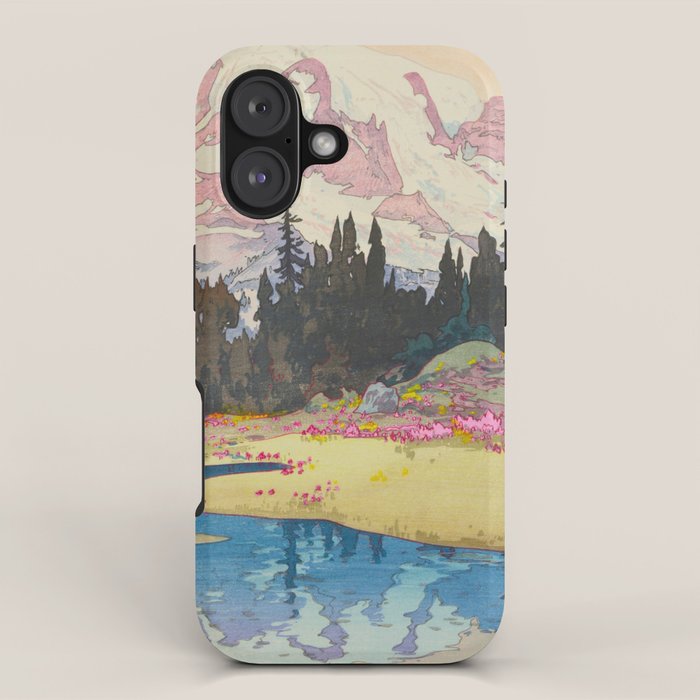 Mount Rainier Vintage Beautiful Japanese Woodblock Print Hiroshi Yoshida iPhone Case Gallery Image 1