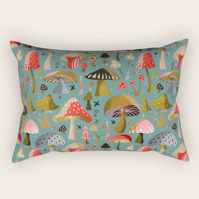 Mushroom Collection - Mint Rectangular Pillow Gallery Image 2