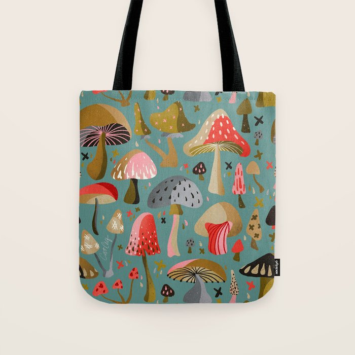 Mushroom Collection - Mint Tote Bag Gallery Image 1