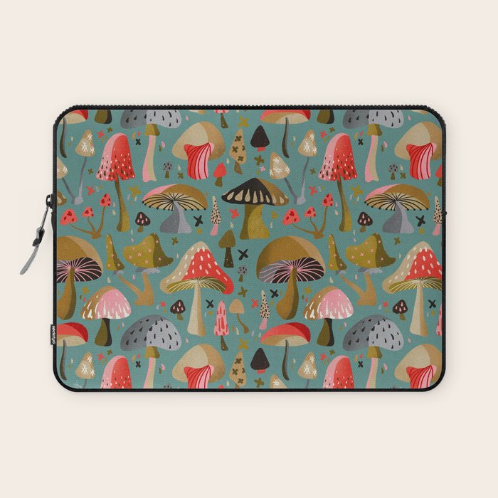 Mushroom Collection - Mint Laptop Sleeve Gallery Image 1