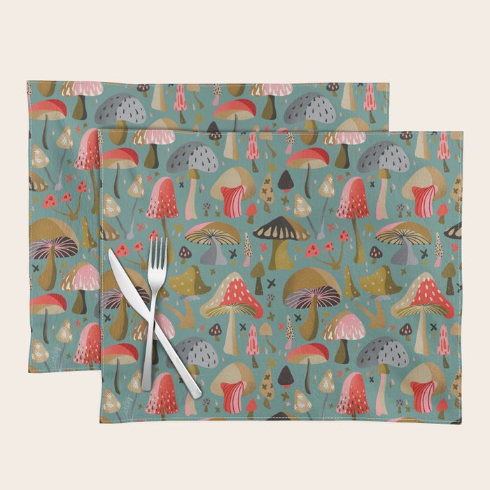 Mushroom Collection - Mint Placemat Gallery Image 1