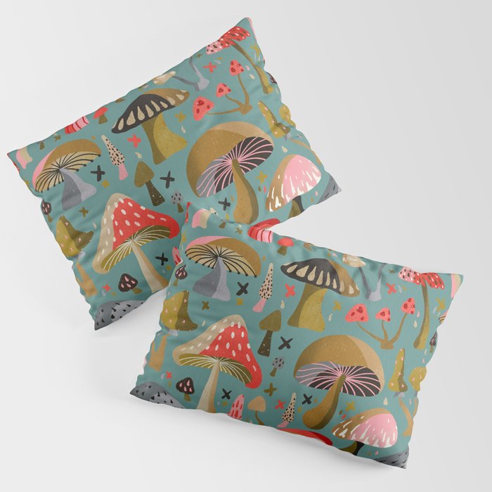 Mushroom Collection - Mint Pillow Sham Gallery Image 1