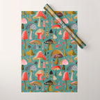 Mushroom Collection - Mint Wrapping Paper Gallery Image 1