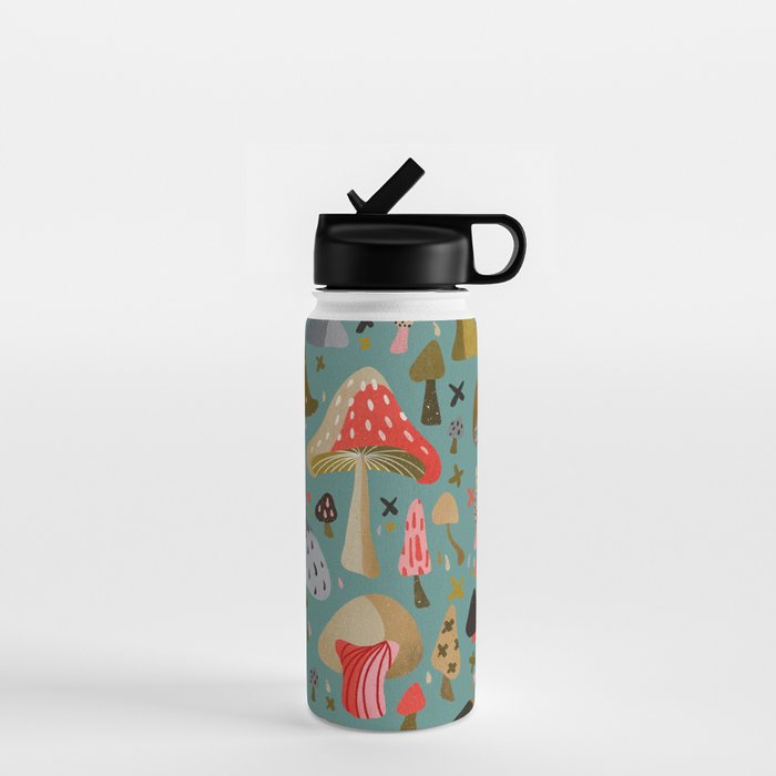 Mushroom Collection - Mint Water Bottle Gallery Image 1