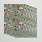 Mushroom Collection - Mint Wrapping Paper Gallery Image 3