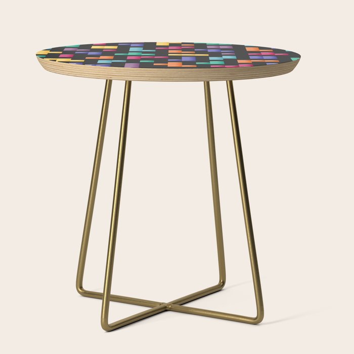 Tetris bricks jewel tones on black pattern Side Table Gallery Image 1