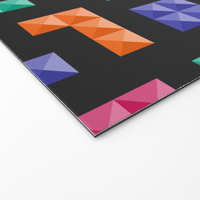 Tetris bricks jewel tones on black pattern Welcome Mat Gallery Image 2
