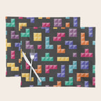 Tetris bricks jewel tones on black pattern Placemat Gallery Image 1