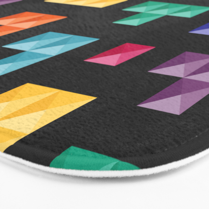 Tetris bricks jewel tones on black pattern Bath Mat Gallery Image 3