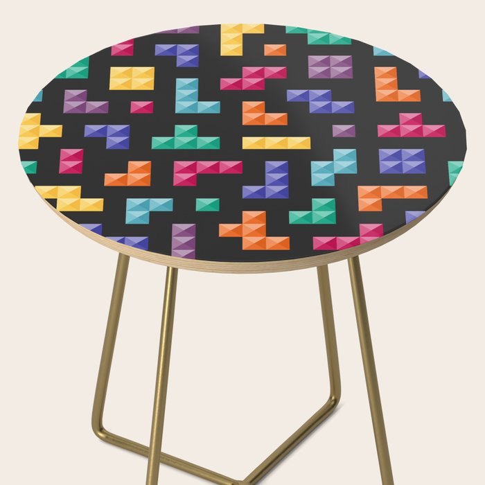 Tetris bricks jewel tones on black pattern Side Table Gallery Image 2