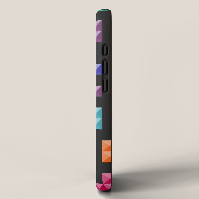 Tetris bricks jewel tones on black pattern iPhone Case Gallery Image 2